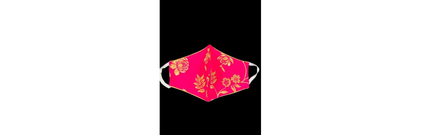 Floral pink Color Brocade Face Mask
